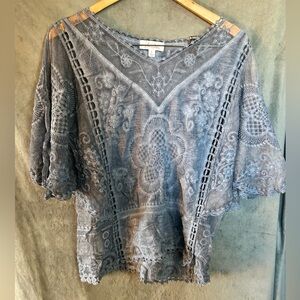 Chic Gray Embroidered Women's Blouse